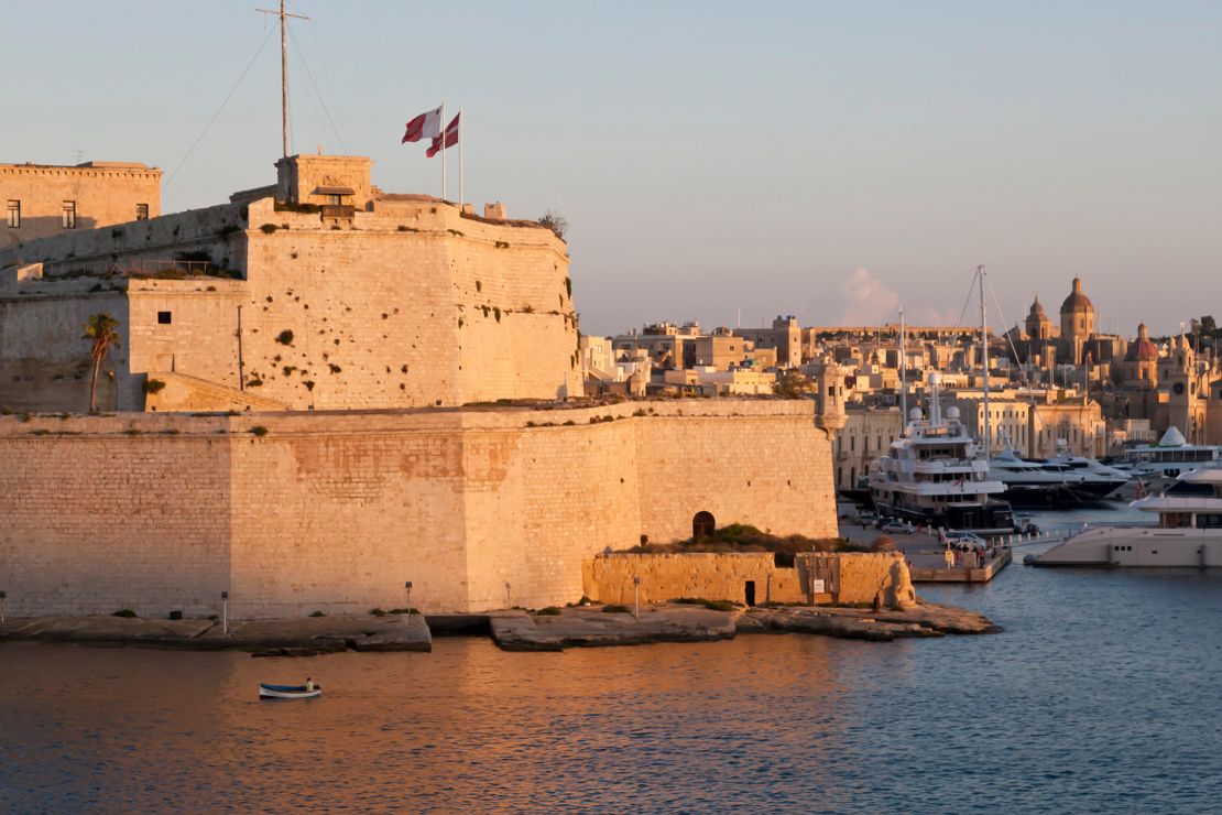 The bastioned Fort St. Angelo sits at the center of Malta's Grand Harbour.